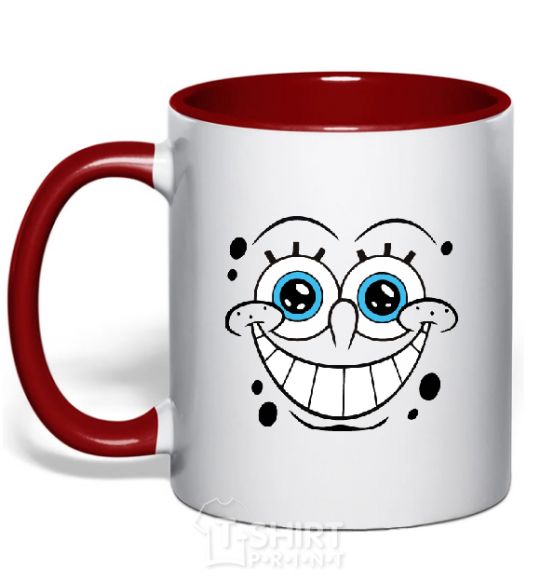 Mug with a colored handle SPUNCH BOB ухмыляющееся лицо red фото