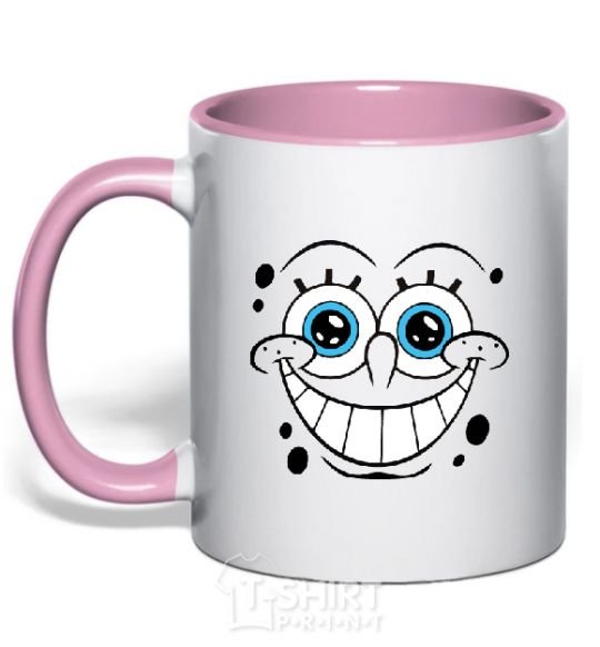 Mug with a colored handle SPUNCH BOB ухмыляющееся лицо light-pink фото