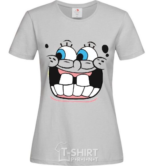 Women's T-shirt SPUNCH BOB screaming face grey фото