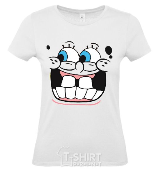 Women's T-shirt SPUNCH BOB screaming face White фото