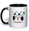 Mug with a colored handle SPUNCH BOB screaming face black фото