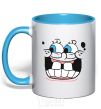 Mug with a colored handle SPUNCH BOB screaming face sky-blue фото