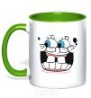 Mug with a colored handle SPUNCH BOB screaming face kelly-green фото