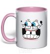 Mug with a colored handle SPUNCH BOB screaming face light-pink фото