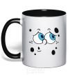 Mug with a colored handle SPUNCH BOB thinking face black фото