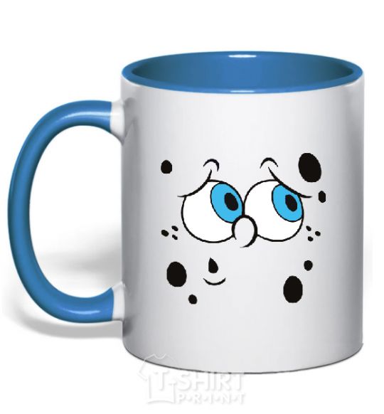 Mug with a colored handle SPUNCH BOB thinking face royal-blue фото