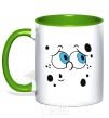 Mug with a colored handle SPUNCH BOB thinking face kelly-green фото