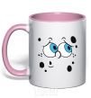 Mug with a colored handle SPUNCH BOB thinking face light-pink фото