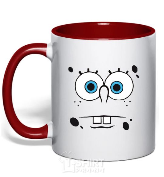 Mug with a colored handle SPUNCH BOB horny face red фото