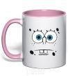 Mug with a colored handle SPUNCH BOB horny face light-pink фото