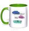 Mug with a colored handle I AUTOMATICALLY SMILE... kelly-green фото
