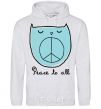 Men`s hoodie PEACE TO ALL sport-grey фото