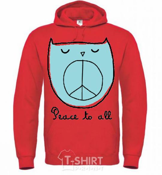 Men`s hoodie PEACE TO ALL bright-red фото