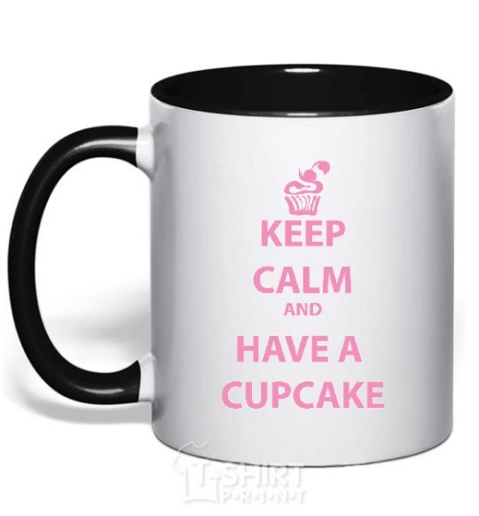 Чашка с цветной ручкой Keep calm and have a cupcake Черный фото