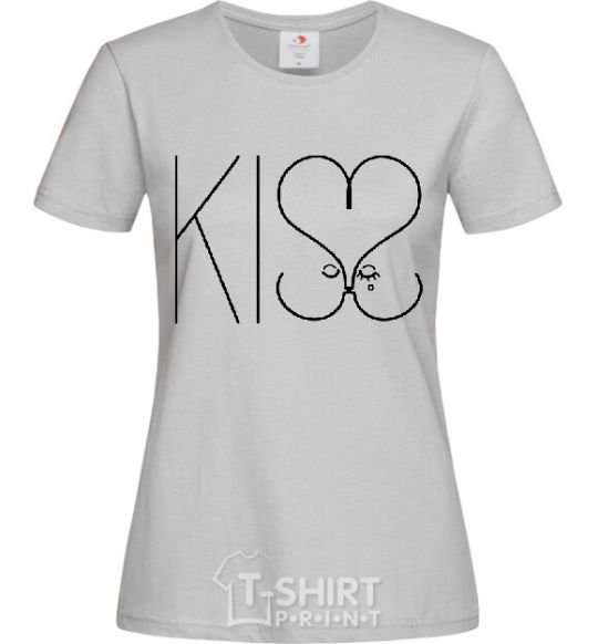 Женская футболка KISS with heart Серый фото