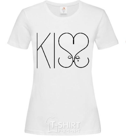 Женская футболка KISS with heart Белый фото