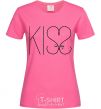 Женская футболка KISS with heart Ярко-розовый фото