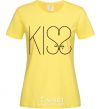 Женская футболка KISS with heart Лимонный фото