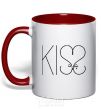 Mug with a colored handle KISS with heart red фото