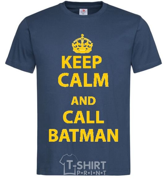 Мужская футболка Keep calm and call a Batman Темно-синий фото