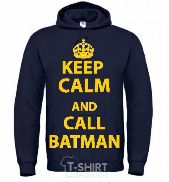 Men`s hoodie Keep calm and call a Batman navy-blue фото