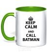 Mug with a colored handle Keep calm and call a Batman kelly-green фото