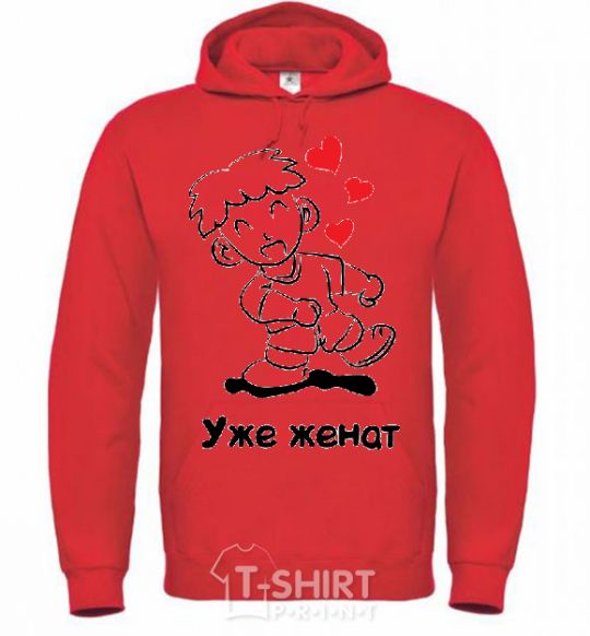 Men`s hoodie УЖЕ ЖЕНАТ bright-red фото