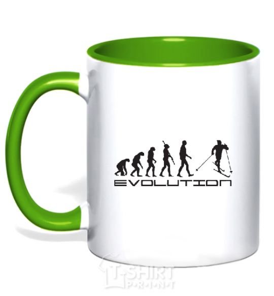Mug with a colored handle EVOLUTION kelly-green фото