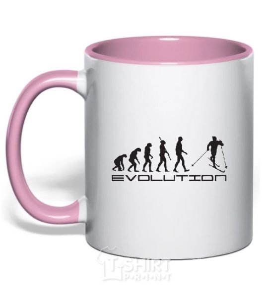 Mug with a colored handle EVOLUTION light-pink фото