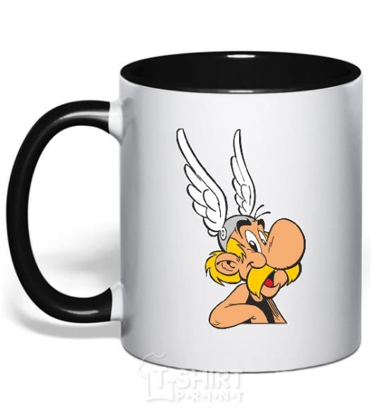 Mug with a colored handle ASTERICS black фото