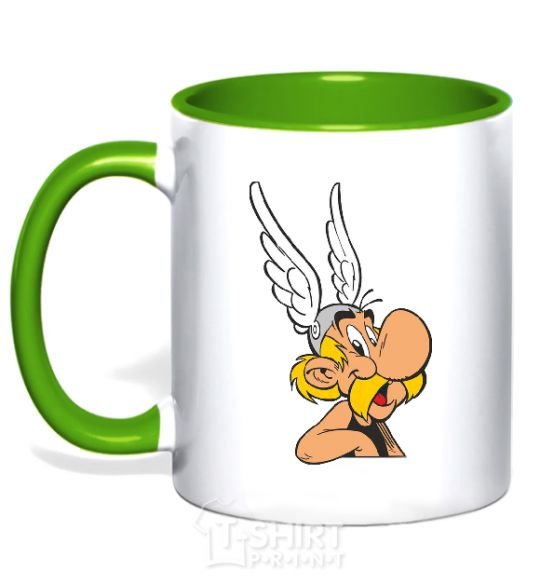 Mug with a colored handle ASTERICS kelly-green фото