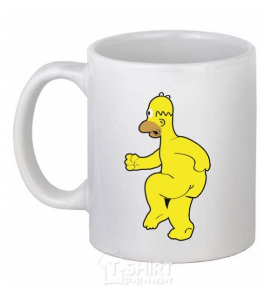 Чашка керамическая Гомер голый Белый фото