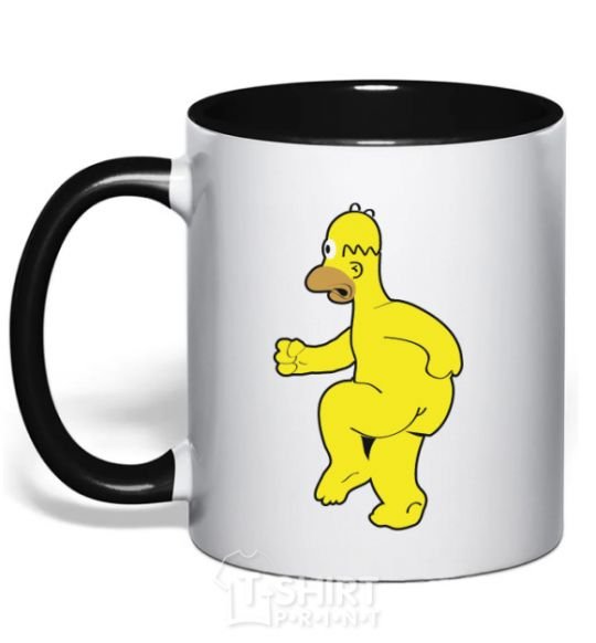 Mug with a colored handle Homer's naked black фото