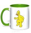 Mug with a colored handle Homer's naked kelly-green фото