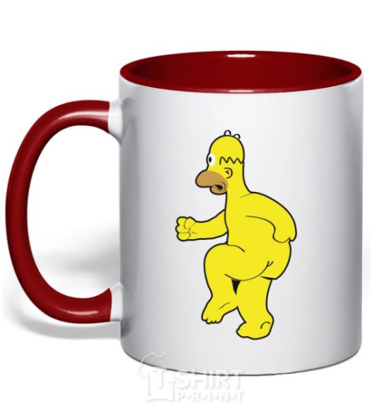 Mug with a colored handle Homer's naked red фото