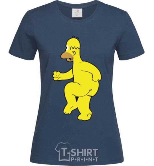 Women's T-shirt Homer's naked navy-blue фото