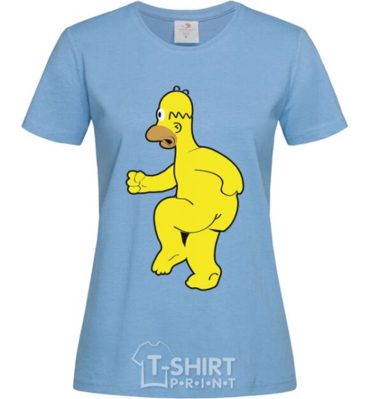 Women's T-shirt Homer's naked sky-blue фото