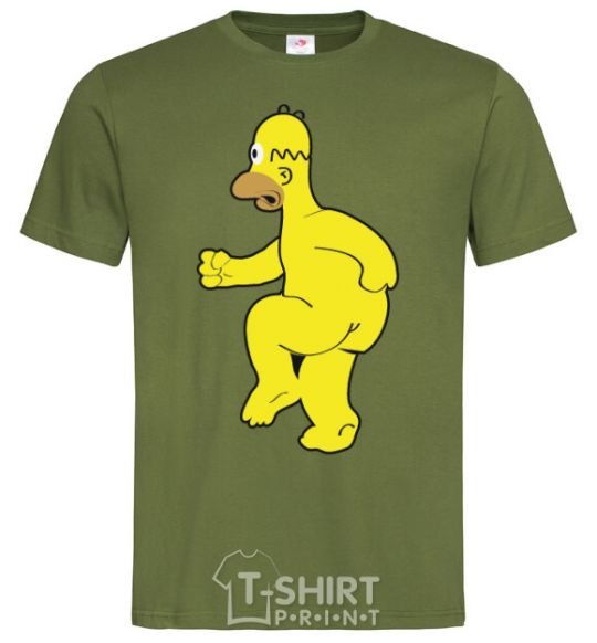 Мужская футболка Гомер голый Оливковый фото