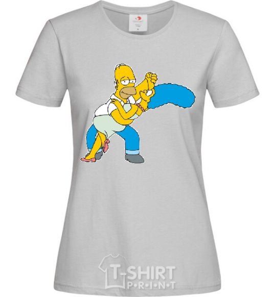 Women's T-shirt BART WITH WIFE grey фото