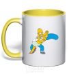 Mug with a colored handle BART WITH WIFE yellow фото