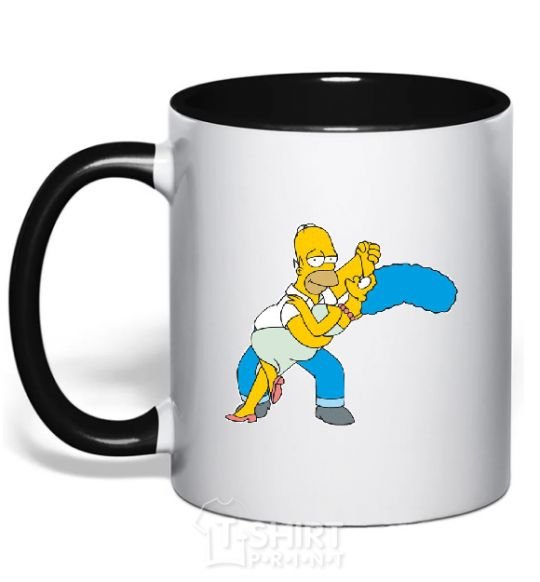 Mug with a colored handle BART WITH WIFE black фото