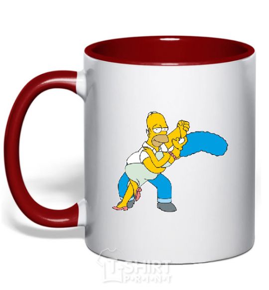 Mug with a colored handle BART WITH WIFE red фото