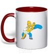 Mug with a colored handle BART WITH WIFE red фото