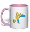 Mug with a colored handle BART WITH WIFE light-pink фото