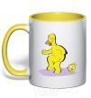Mug with a colored handle BART AND THE DOG yellow фото