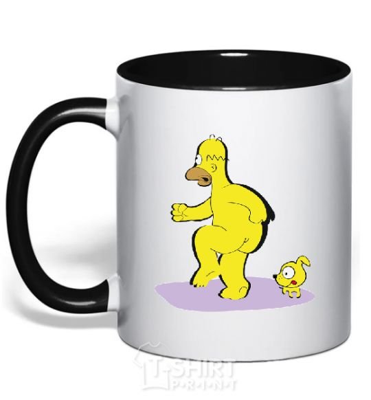 Mug with a colored handle BART AND THE DOG black фото