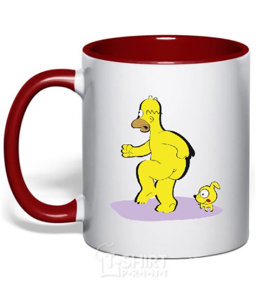 Mug with a colored handle BART AND THE DOG red фото