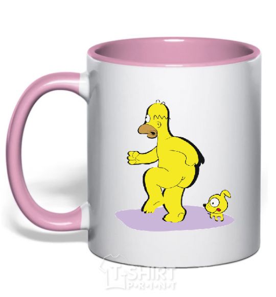 Mug with a colored handle BART AND THE DOG light-pink фото