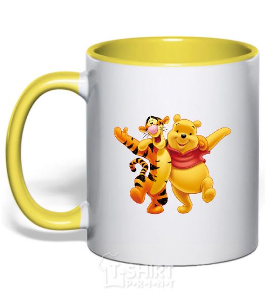 Mug with a colored handle WINNIE THE POOH yellow фото