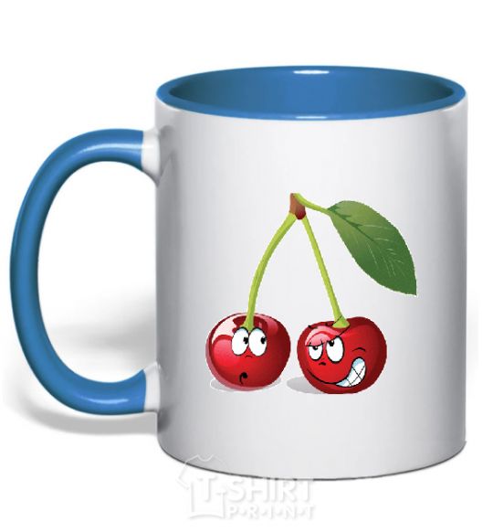 Mug with a colored handle CHERRY royal-blue фото